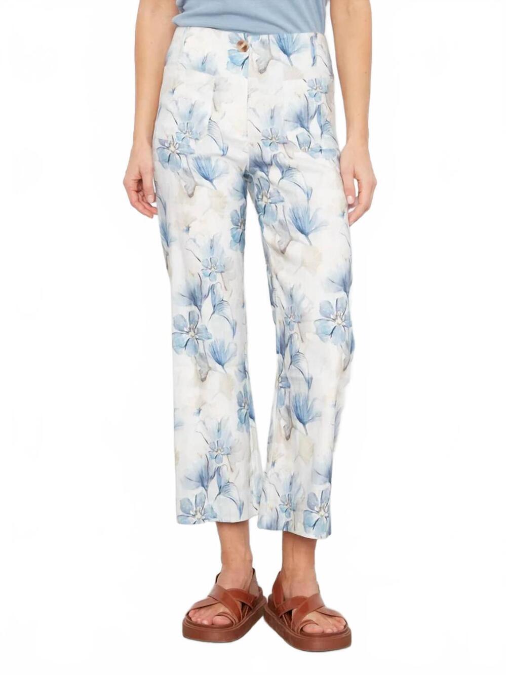 NEW CHARLIE B printed cropped linen blend pants in serene